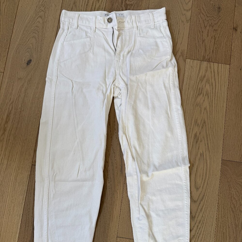 AYR White High-Rise Straight Leg Jeans – Cropped Ankle – Minimalist Denim